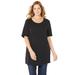 Plus Size Women's Easy Fit Short Sleeve Scoopneck Tee by Catherines in Black (Size 2XWP)