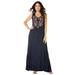 Plus Size Women's Embroidered Sleeveless Crinkle Dress by Roaman's in Navy (Size 22/24)