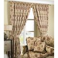 Zurich Pencil Pleat Curtains (Pair) - Champagne Cream - Floral Jacquard Design - Matching Tiebacks - Room Darkening - 100% Polyester - 229cm width x 229cm drop (90" x 90" inches)