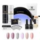 Bluesky Gel Nail Polish Starter Kit with Professional 24W Uv Led Lamp, Top & Base Coat, 6 Colours, Pink, Silver, Peach, Glitter Cleanser & Acetone Remover, Wipes, Wraps, Cuticle Oil, File & Buffer