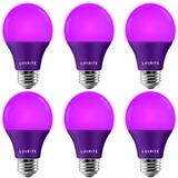 Luxrite A19 LED Purple Light Bulbs 60W Equivalent Non-Dimmable UL Listed E26 Base Indoor Outdoor Holiday Event Home Lighting (6 Pack) | Wayfair
