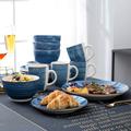 Bungalow Rose Jafari Bella 16 Piece Dinnerware Set, Service for 4 Ceramic/Earthenware/Stoneware in Blue | Wayfair D0A131E54A3749E99BC2C0F7E6796BAF