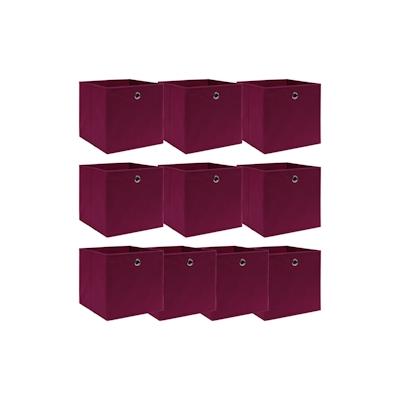 vidaXL Aufbewahrungsboxen 10 Stk. Dunkelrot 32x32x32 cm Stoff