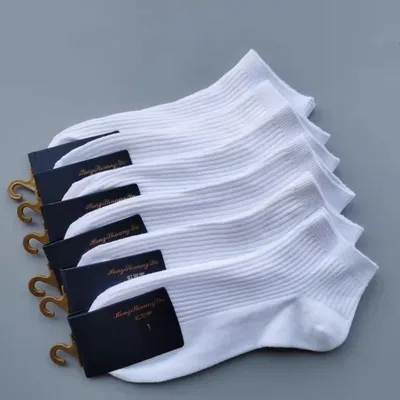 Chaussettes unisexes en coton blanc et noir lot de 5 paires de haute qualité