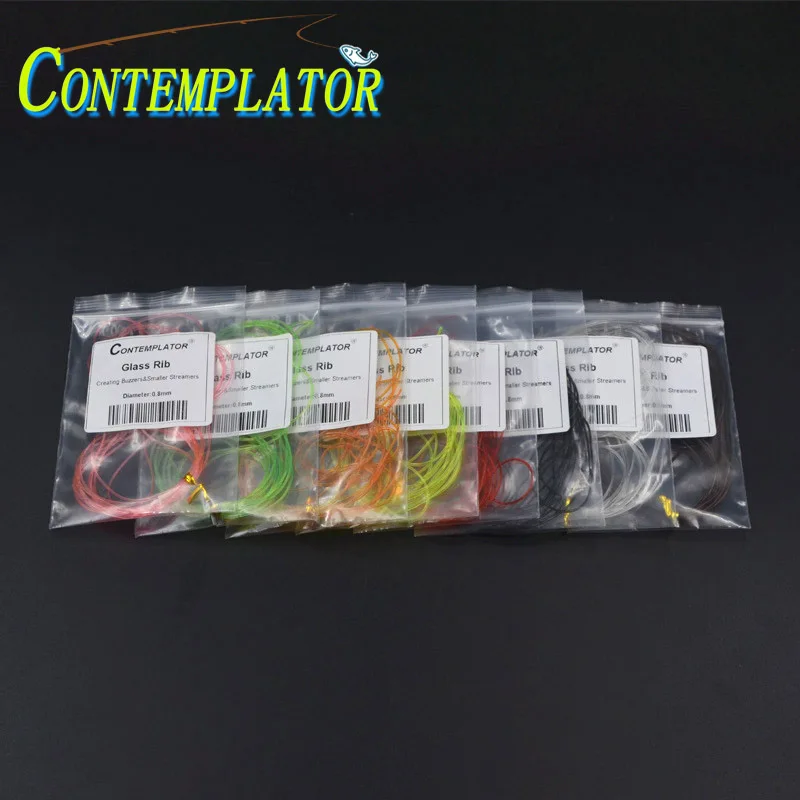 1.0mm/0.8mm 3 mètres mouche attachant nymphe verre nervuré mouches corps matériel 8 couleurs rond magique verre v-berceau emballage plus grands buzzers