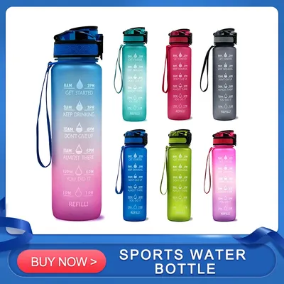 Bouteille d'eau de motivation en Tritan avec marqueur de temps bouteille étanche pour le fitness