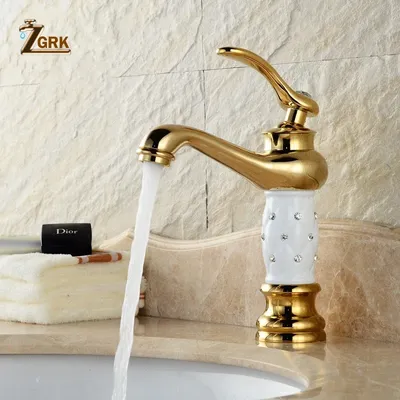 ZGRK robinets de lavabo de salle de bains dorés robinet d'évier Design créatif monté sur le pont en