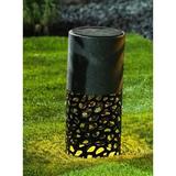 Luxen Home Gray Low Voltage Solar Powered Integrated LED Metal Bollard Light Metal in Black | 11.81 H x 5.12 W x 5.12 D in | Wayfair WHSL1047