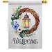 Breeze Decor Lantern Wreath House Flag Floral Spring 28 X40 Inches Double-Sided Decorative Decoration Yard Banner in Gray | 40 H x 28 W in | Wayfair