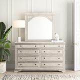 Hetton 8 Drawer 66" Double Dresser w/ Mirror Wood in Gray/White Laurel Foundry Modern Farmhouse® | 79 H x 66 W x 19 D in | Wayfair