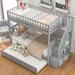 Lagho Twin over Twin Standard Bunk Bed w/ Trundle by Harriet Bee Wood in Brown | 67 H x 42 W x 90 D in | Wayfair 5BF554D6E7A7451E9125BE3CBA4252A4