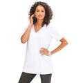 Plus Size Women's V-Neck Ultimate Tee by Roaman's in White (Size L) 100% Cotton T-Shirt