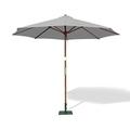 JATI Umbra 2.5m Wooden Garden Parasol with Cover (Grey) - Octagonal, Double-Pulley, 2-Part Pole