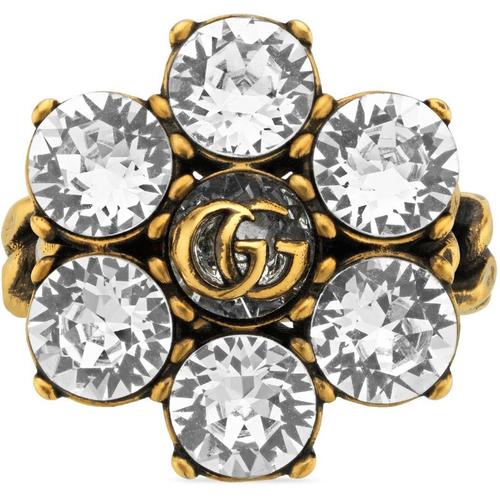 Gucci Ring mit Doppel G und Kristallen