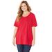 Plus Size Women's Suprema® Ultra-Soft Scoopneck Tee by Catherines in Classic Red (Size 3X)