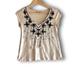 American Eagle Outfitters Tops | American Eagle Outfitters Tasseled Floral-Embroidered Shirt | Color: Black/Cream | Size: Xs