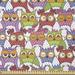 East Urban Home Owl Fabric By The Yard, Ornate Owl Crowd w/ Different Sights Polka Dots Like Matryoshka Dolls Fun Retro Theme, Square | Wayfair