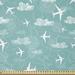 East Urban Home Airplane Fabric By The Yard, Disoriented Flying Jets In Clear Sky w/ Curly Clouds Travel Vacation Theme in White | 36 W in | Wayfair