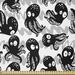 East Urban Home Ambesonne Octopus By The Yard, Cartoon Ocean Animals In Various Expressions Sleepy Curious Zigzag Backdrop in White | Wayfair