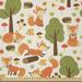 East Urban Home Fox Fabric By The Yard, Wildlife Illustration w/ Foxes Mushrooms Flowers & Butterflies In The Spring Forest, Square | 36 W in | Wayfair