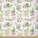 East Urban Home Ambesonne Luau Fabric By The Yard, Hawaiian Flower Hibiscus w/ Exotic Green Leaves & Birds Botany Print in White | 36 W in | Wayfair