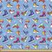 East Urban Home Ambesonne Ice Skates Fabric By The Yard, Colorful Illustration Of Footwear Elements & Snowflakes Pattern | 58 W in | Wayfair