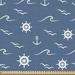 East Urban Home Ambesonne Nautical Blue Fabric By The Yard, Monochromatic Art Of Marine Wheel Anchor & Waves Repetition Print | 58 W in | Wayfair