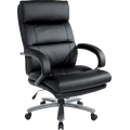 350 lb. Cap. Black Leather Executive Chair w/ Titanium Base