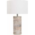 Bolu 19"H x 12"W x 12"D Console Table Lamp White/Wood/Camel/Dark Red Table Lamp - Hauteloom