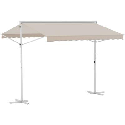 Standmarkise Gartenmarkise Markise mit Faltarm Kurbel Terrasse Cremeweiß 3x3m - Outsunny Image