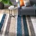 Black/Blue 48 x 0.91 in Area Rug - Langley Street® City Striped Shag Tufted Performance Brown/Teal/Blue Rug | 48 W x 0.91 D in | Wayfair