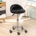 Inbox Zero PU Leather Round Rolling Height Adjustable Lab Stool w/ Footrest Manufactured Wood/Metal in Gray/Brown | Wayfair