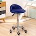 Inbox Zero PU Leather Round Rolling Height Adjustable Lab Stool w/ Footrest Manufactured Wood/Metal in Blue | 30.31 H x 17.3 W x 17.3 D in | Wayfair