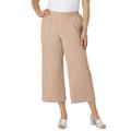 Plus Size Women's Wide Leg Linen Crop Pant by Jessica London in New Khaki (Size 22 W)