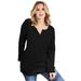 Plus Size Women's Thermal Henley Tunic by Roaman's in Black (Size 2X) Long Sleeve Shirt