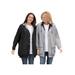 Plus Size Women's Fleece Nylon Reversible Jacket by Woman Within in Black Heather Grey (Size M) Rain Jacket