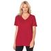 Plus Size Women's Perfect Short-Sleeve V-Neck Tee by Woman Within in Classic Red (Size M) Shirt