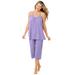 Plus Size Women's Breezy Eyelet Knit Tank & Capri PJ Set by Dreams & Co. in Soft Iris (Size 34/36) Pajamas