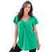 Plus Size Women's Flutter-Sleeve Sweetheart Ultimate Tee by Roaman's in Tropical Emerald (Size 30/32) Long T-Shirt Top