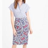 J. Crew Skirts | J Crew Multicolor No 2 Pencil Paisley Skirt Size 4 | Color: Blue/Pink | Size: 4