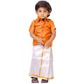 kaatru Boy's Shirt & Dhoti Set - Orange - (3-4 Years)