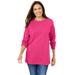 Plus Size Women's Perfect Long-Sleeve Crewneck Tee by Woman Within in Raspberry Sorbet (Size 4X) Shirt