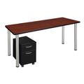 Inbox Zero Kee Office Desk Table w/ Mobile Pedestal Drawer Top Wood in Gray | 29 H x 24 D in | Wayfair 8BF8A49C2BBD4444A5D6EEB7411EC81E