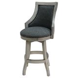 Rosalind Wheeler Searcy Swivel Counter & Bar Extra Tall Stool Upholstered, Wood in Black/Brown/Gray | 44 H x 22 W x 19 D in | Wayfair