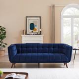 Mercury Row® Ardrie 85" Flared Arm Sofa Velvet in Blue | 31 H x 85 W x 35.4 D in | Wayfair 8EE23B6EFE024E21B2F3D2F446FFE1D5