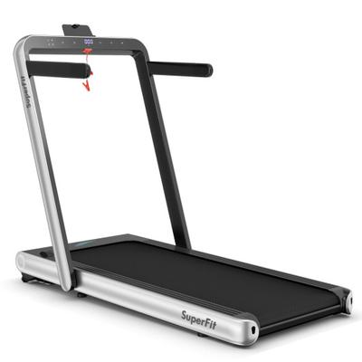 Costway 4.75HP 2 In 1 Folding Treadmill with Remote APP Control-Silver
