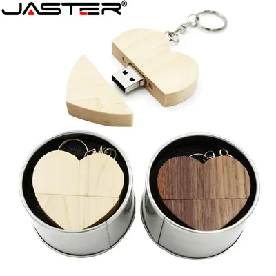 JASTER – clé usb 2.0 créative en bois de noyer et érable 4/8/16/32/64 go avec boîte LOGO cadeau