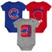 Newborn & Infant Royal/Red/Gray Chicago Cubs Change Up 3-Pack Bodysuit Set