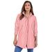 Plus Size Women's Kate Tunic Big Shirt by Roaman's in Coral Red Stripe (Size 16 W) Button Down Tunic Shirt