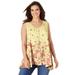 Plus Size Women's High-Low Button Front Tank by Woman Within in Banana Graduated Floral (Size 1X) Top